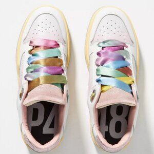 P448 Mason Shade White & Pink Ombre Leather Sneakers Women EU 39/ US 9